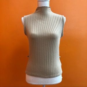 Tan colored ribbed turtle neck shirt
